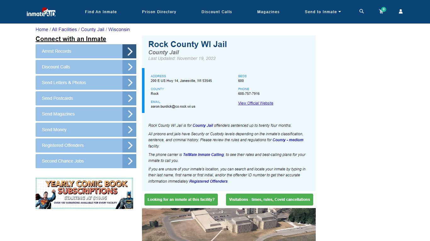 Rock County WI Jail - Inmate Locator - Janesville, WI